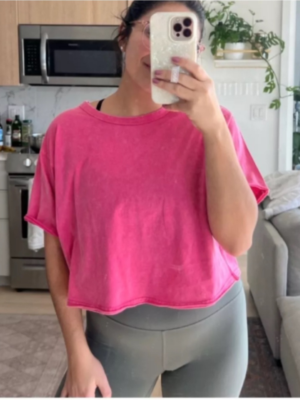 Fuchsia boxy joy lab tee